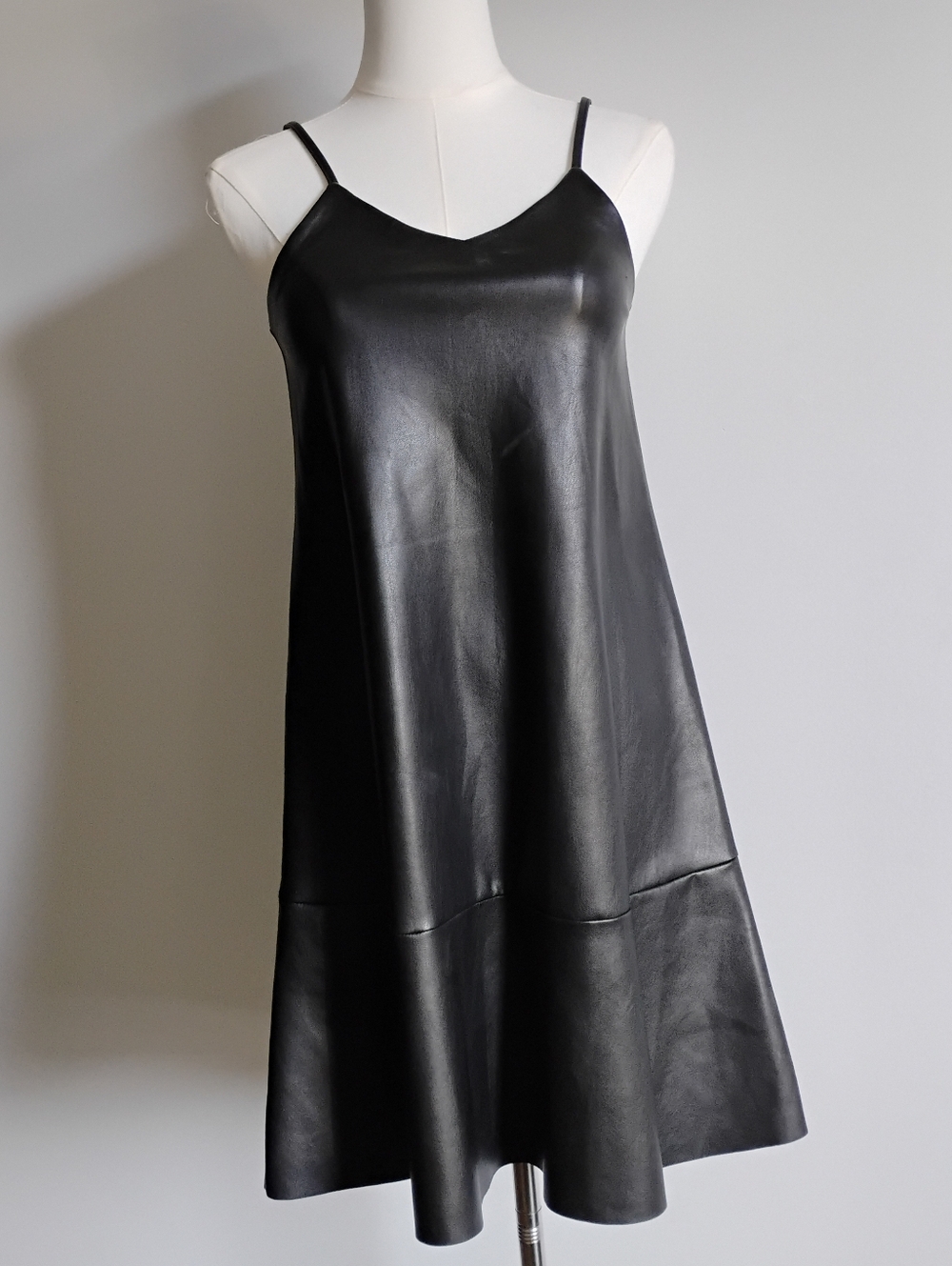 Zara Faux Leather Black Slip Dress